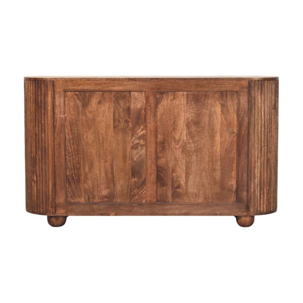 Ridgefront Chest of Drawers | Solid Mango Wood | Roasted Almond Finish | 6 Drawer Storage Dresser