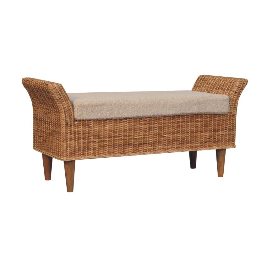 Riviera Woven Bench | Solid Wood Frame | Natural Bedroom Seating