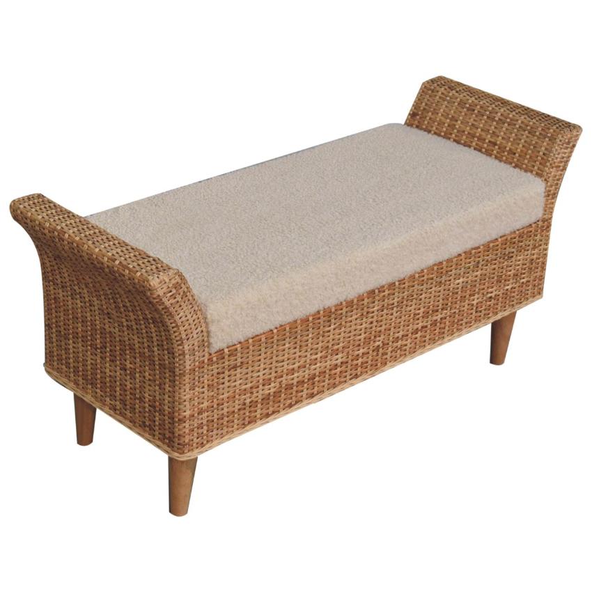 Riviera Woven Bench | Solid Wood Frame | Natural Bedroom Seating