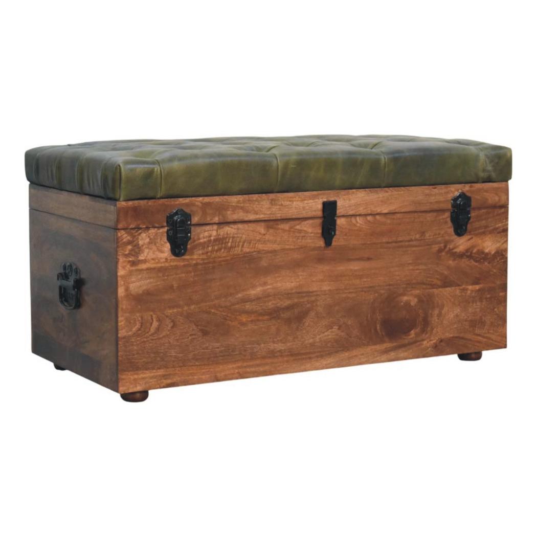 Roasted Almond Storage Trunk Bench | Warm-Toned Seating & Storage