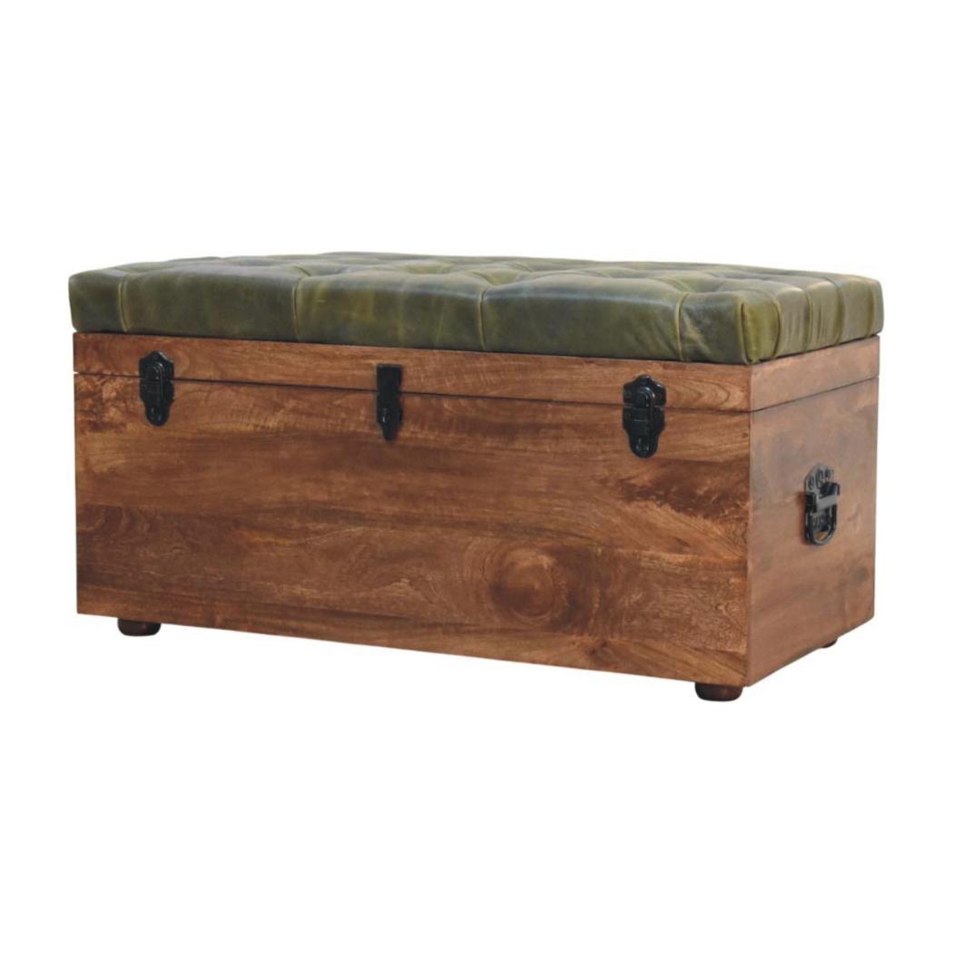 Roasted Almond Storage Trunk Bench | Warm-Toned Seating & Storage