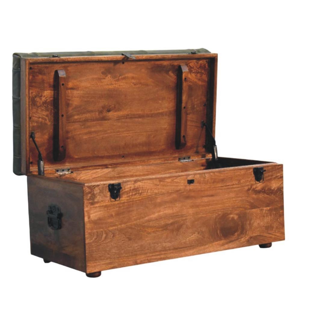 Roasted Almond Storage Trunk Bench | Warm-Toned Seating & Storage