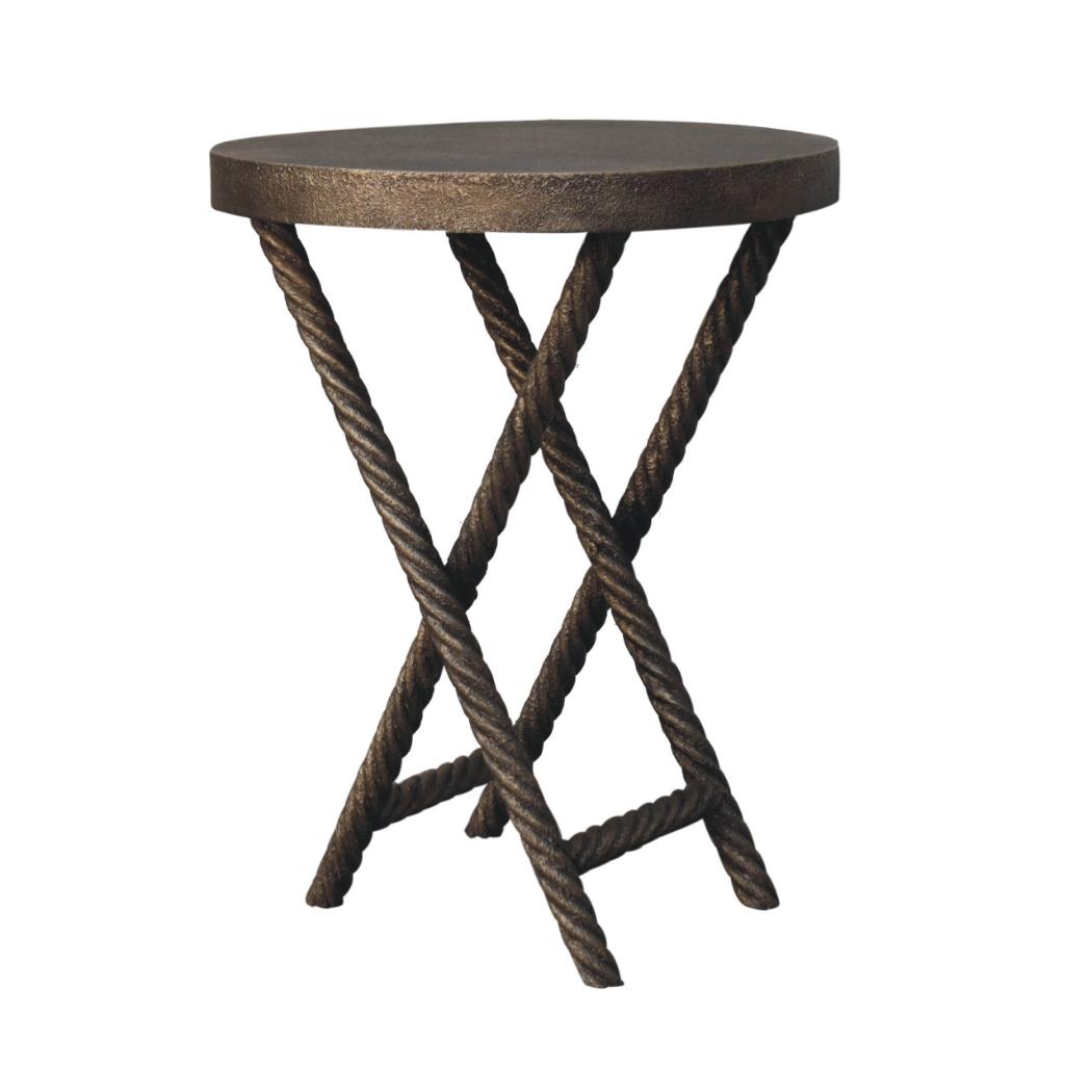 Rope Side Table | Metallic Finish | Textured Accent Table