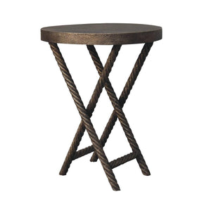 Rope Side Table | Metallic Finish | Textured Accent Table