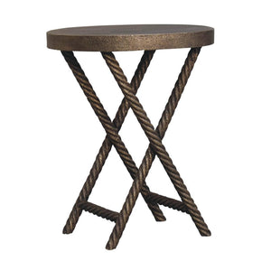 Rope Side Table | Metallic Finish | Textured Accent Table
