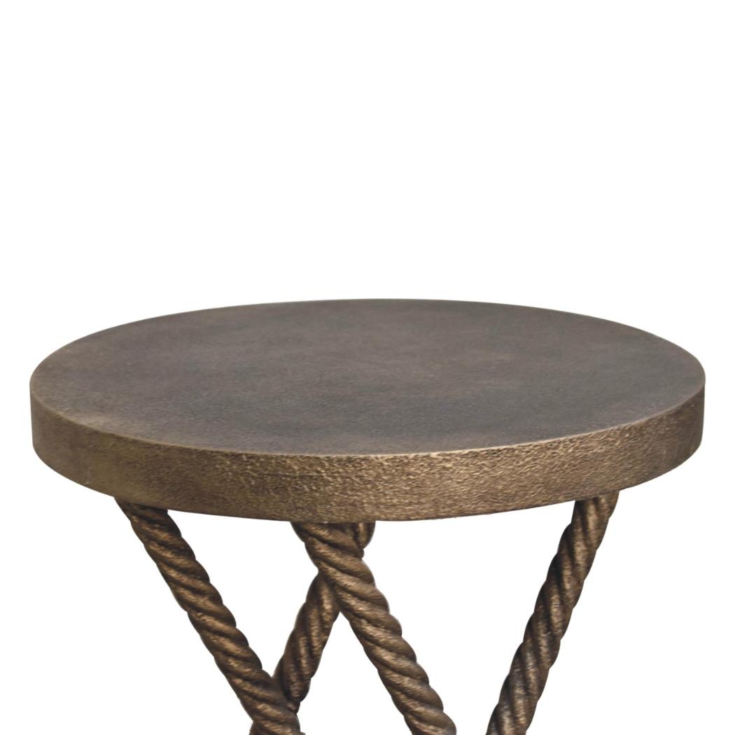 Rope Side Table | Metallic Finish | Textured Accent Table