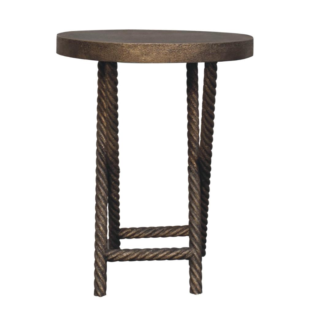 Rope Side Table | Metallic Finish | Textured Accent Table