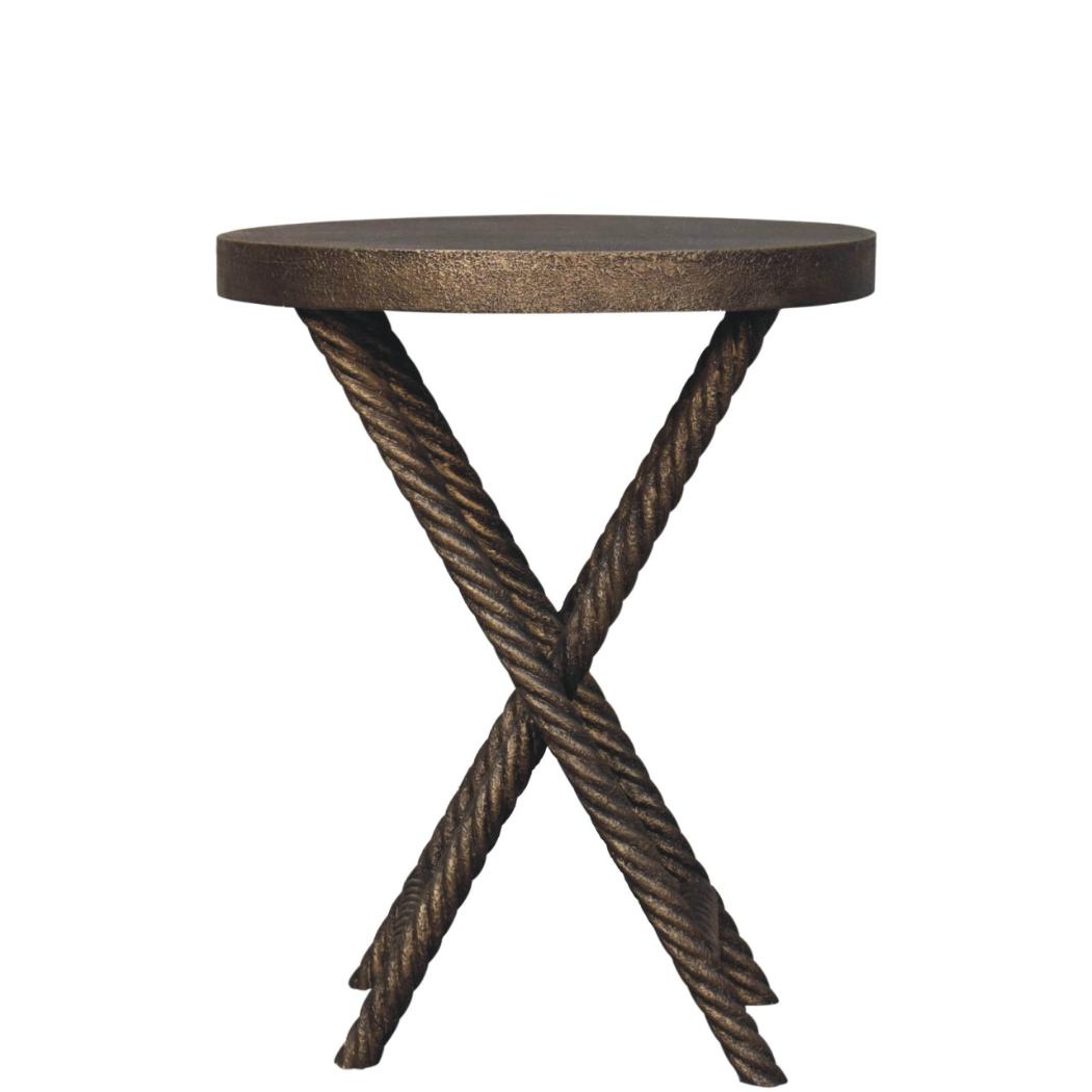 Rope Side Table | Metallic Finish | Textured Accent Table