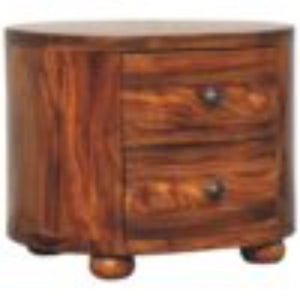 Round Bedside Table | Honey Finish | Bun Feet | Compact Nightstand