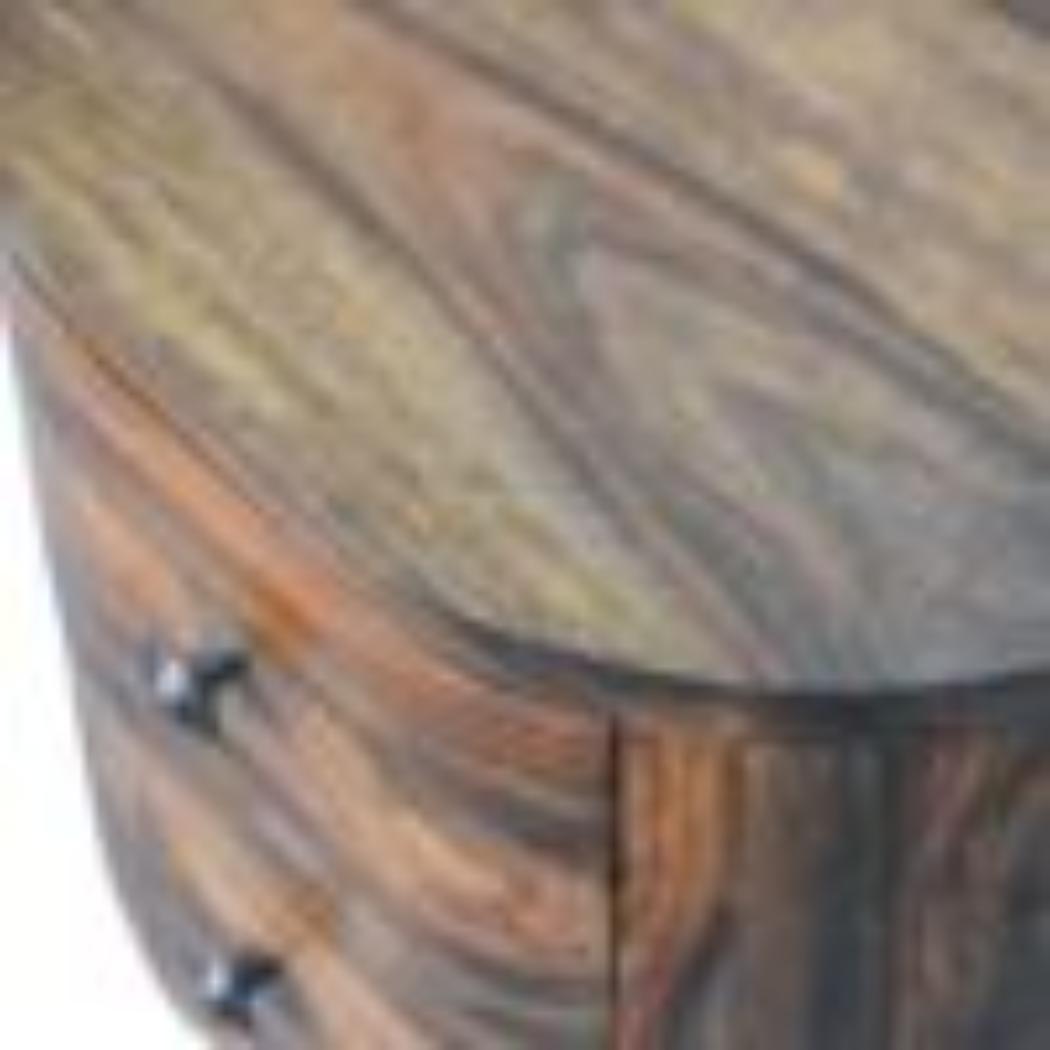 Round Bedside Table | Honey Finish | Bun Feet | Compact Nightstand