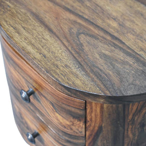 Round Bedside Table | Honey Finish | Bun Feet | Compact Nightstand