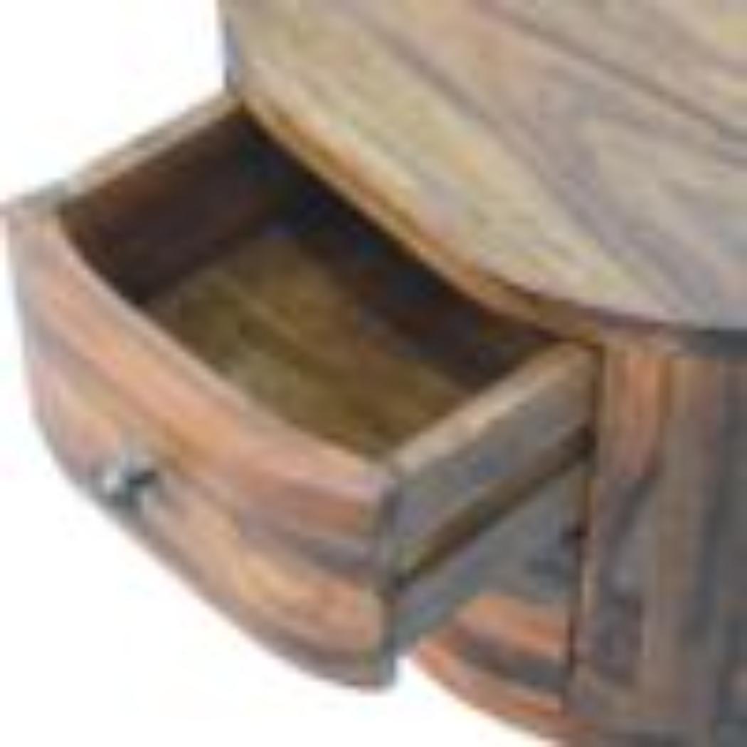 Round Bedside Table | Honey Finish | Bun Feet | Compact Nightstand