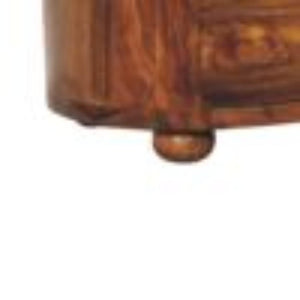 Round Bedside Table | Honey Finish | Bun Feet | Compact Nightstand