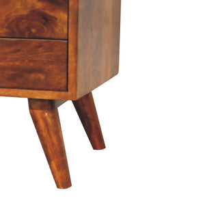 Round Chestnut Display Cabinet | Solid Mango Wood | Sculptural Curved Design