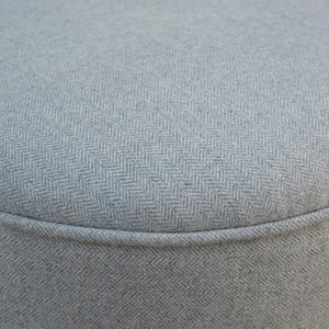 Round Grey Wool Tweed Footstool | Scandinavian Mango Wood Legs