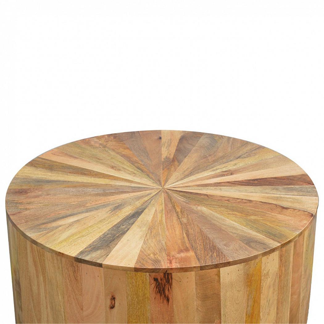 Round Mango Wood Coffee Table | Oak Finish | Smooth Edge | 90cm