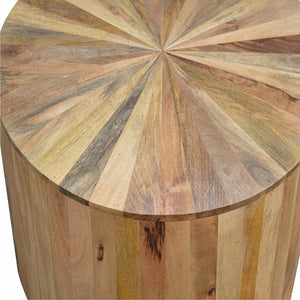 Round Mango Wood Coffee Table | Oak Finish | Smooth Edge | 90cm