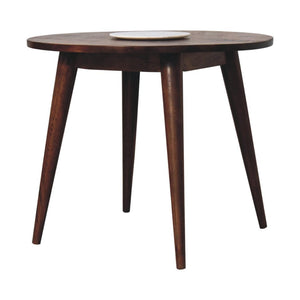 Round Nordic End Table | Chestnut Finish | Scandinavian-Inspired Design
