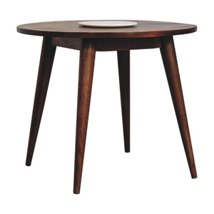 Round Nordic End Table | Chestnut Finish | Scandinavian-Inspired Design