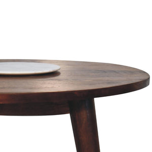 Round Nordic End Table | Chestnut Finish | Scandinavian-Inspired Design
