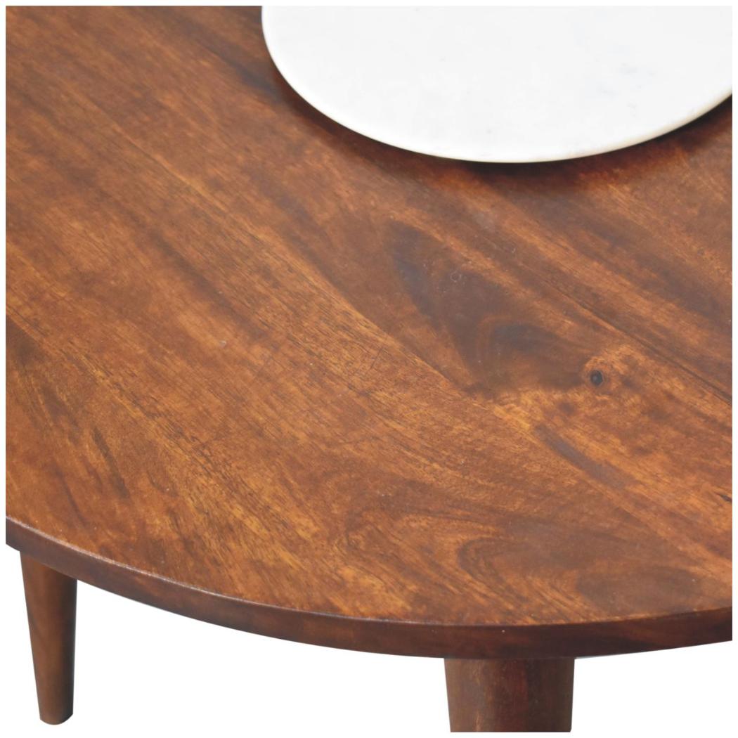 Round Nordic End Table | Chestnut Finish | Scandinavian-Inspired Design
