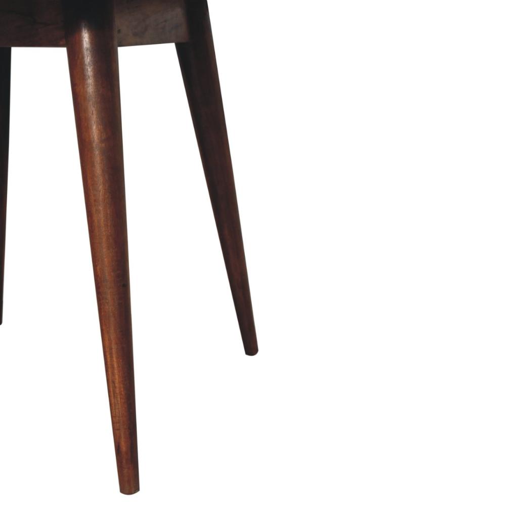 Round Nordic End Table | Chestnut Finish | Scandinavian-Inspired Design