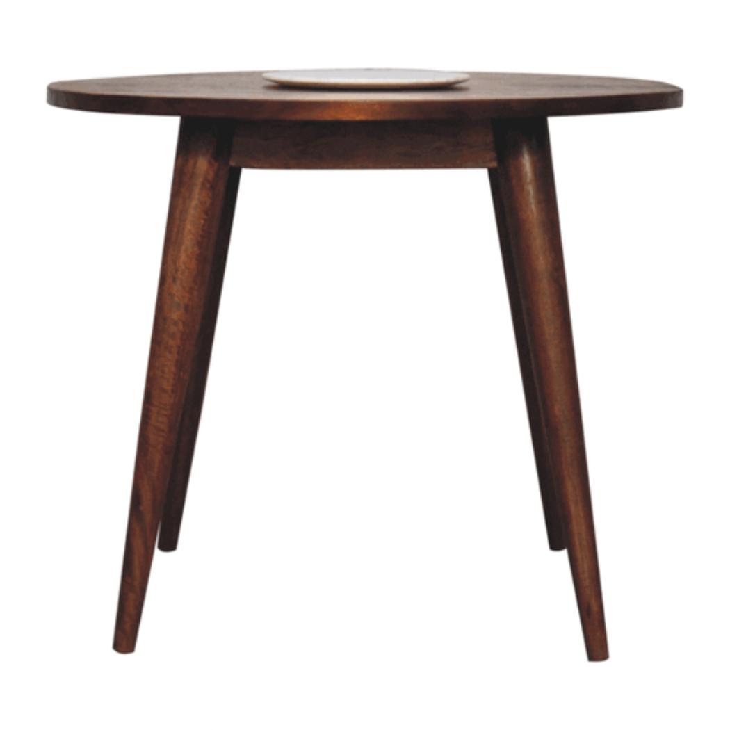 Round Nordic End Table | Chestnut Finish | Scandinavian-Inspired Design