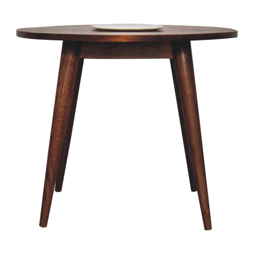 Round Nordic End Table | Chestnut Finish | Scandinavian-Inspired Design
