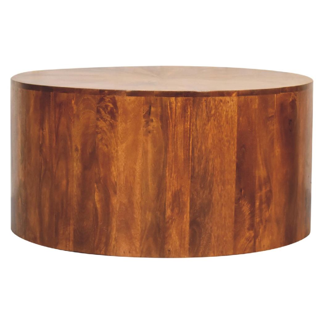 Round Wooden Coffee Table | Chestnut Finish | Warm Living Room Centrepiece