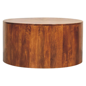 Round Wooden Coffee Table | Chestnut Finish | Warm Living Room Centrepiece