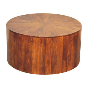 Round Wooden Coffee Table | Chestnut Finish | Warm Living Room Centrepiece