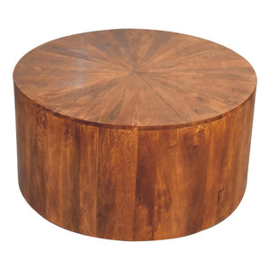 Round Wooden Coffee Table | Chestnut Finish | Warm Living Room Centrepiece