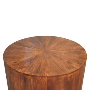 Round Wooden Coffee Table | Chestnut Finish | Warm Living Room Centrepiece