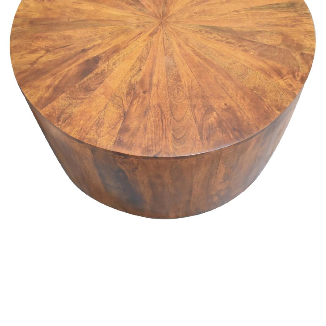 Round Wooden Coffee Table | Chestnut Finish | Warm Living Room Centrepiece