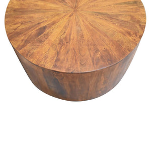 Round Wooden Coffee Table | Chestnut Finish | Warm Living Room Centrepiece