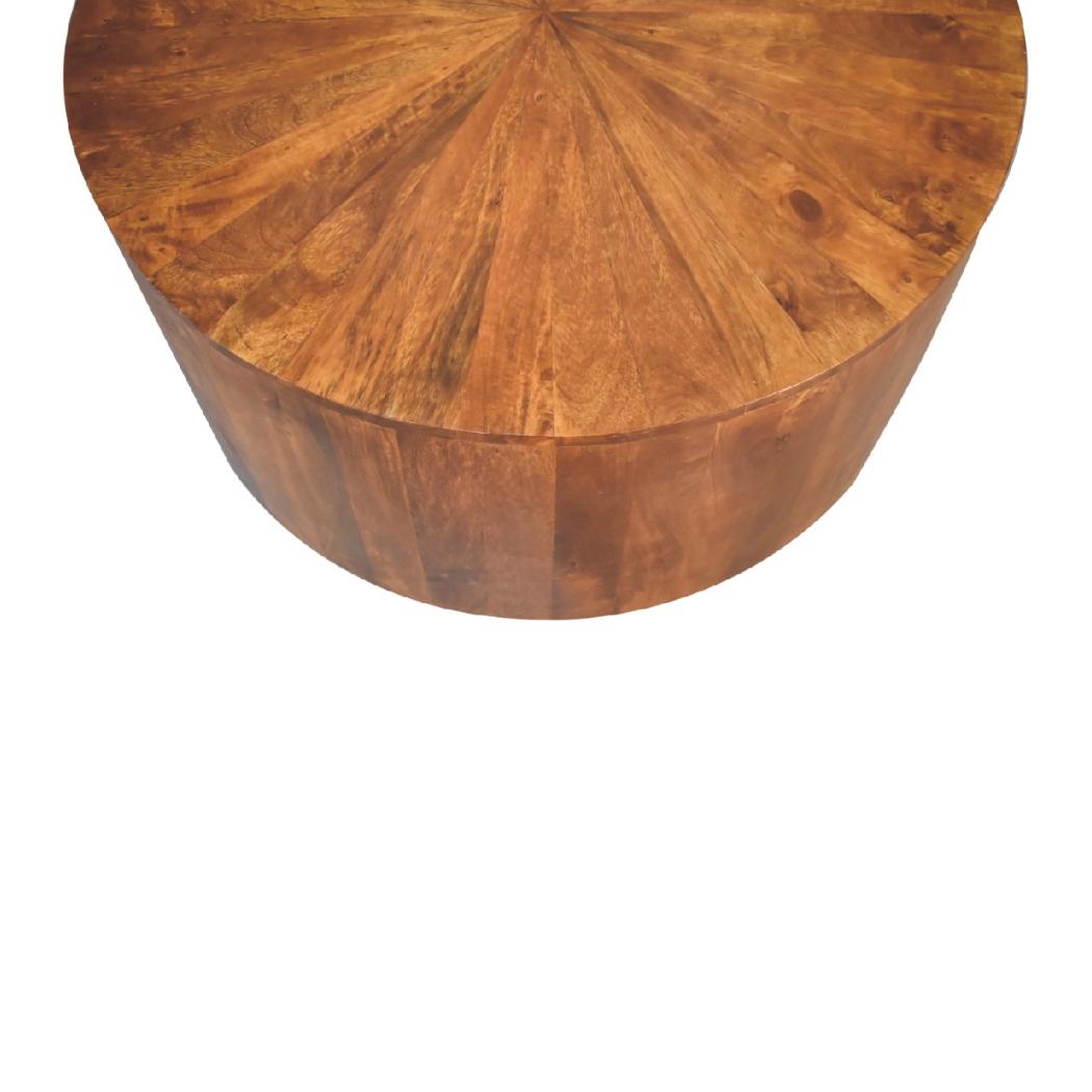 Round Wooden Coffee Table | Chestnut Finish | Warm Living Room Centrepiece