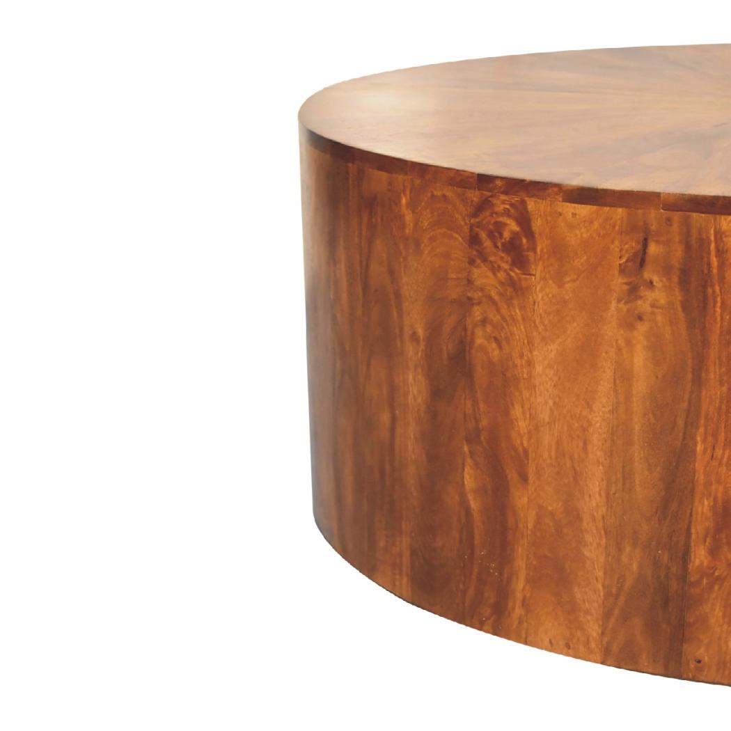 Round Wooden Coffee Table | Chestnut Finish | Warm Living Room Centrepiece
