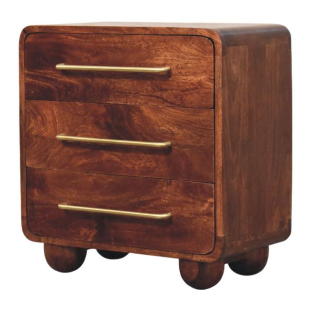 Rounded 3 Drawer Chest | Wooden Chest of Drawers | Bedroom Storage