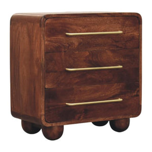 Rounded 3 Drawer Chest | Wooden Chest of Drawers | Bedroom Storage