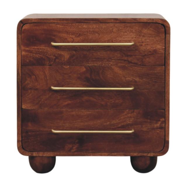 Rounded 3 Drawer Chest | Wooden Chest of Drawers | Bedroom Storage