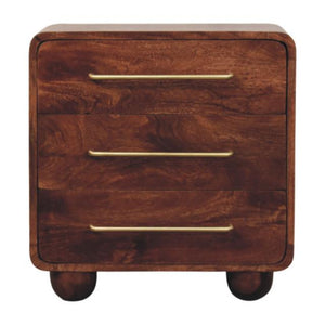 Rounded 3 Drawer Chest | Wooden Chest of Drawers | Bedroom Storage