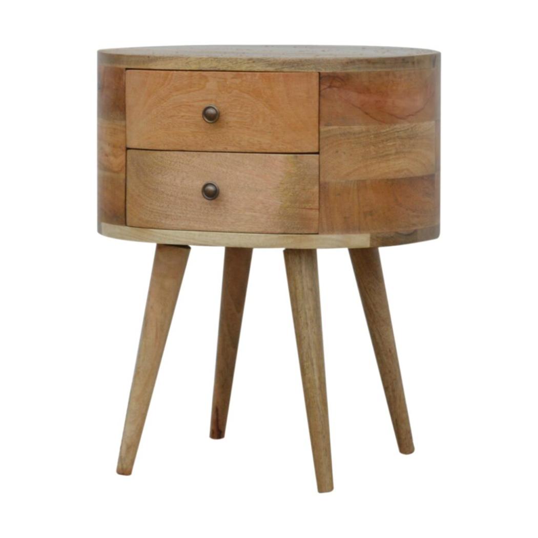 Rounded Bedside Table | Soft-Edge Design | Compact Bedroom Storage