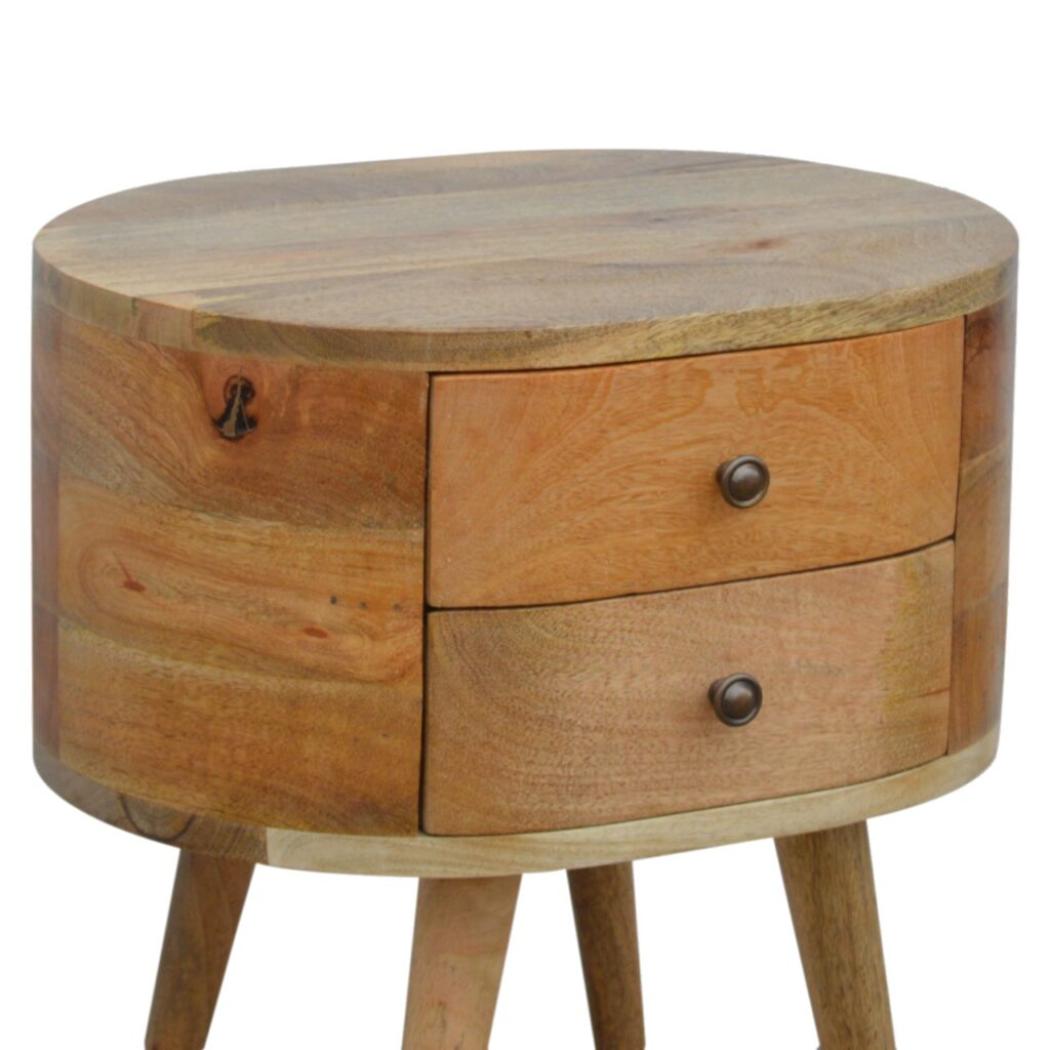 Rounded Bedside Table | Soft-Edge Design | Compact Bedroom Storage