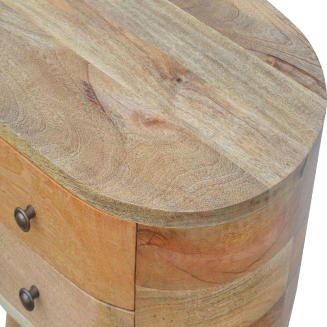 Rounded Bedside Table | Soft-Edge Design | Compact Bedroom Storage