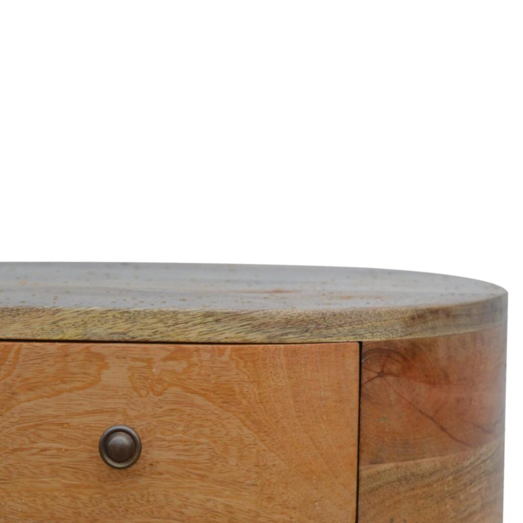 Rounded Bedside Table | Soft-Edge Design | Compact Bedroom Storage