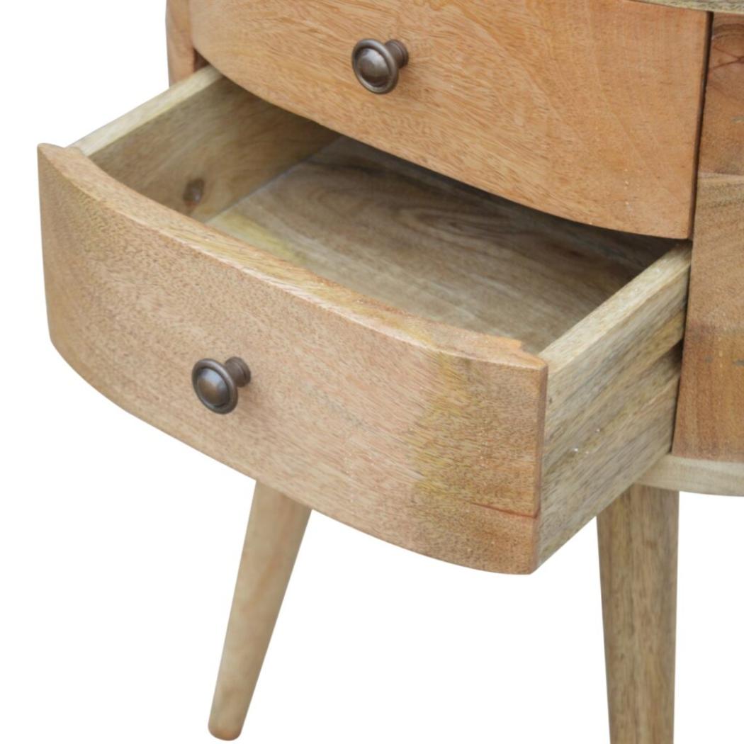 Rounded Bedside Table | Soft-Edge Design | Compact Bedroom Storage