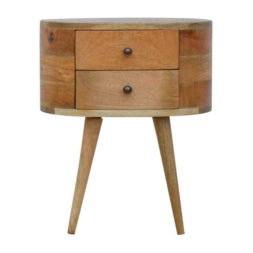 Rounded Bedside Table | Soft-Edge Design | Compact Bedroom Storage