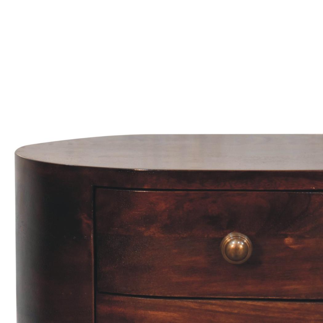 Rounded Bedside Table | Solid Mango Wood | California Walnut Finish