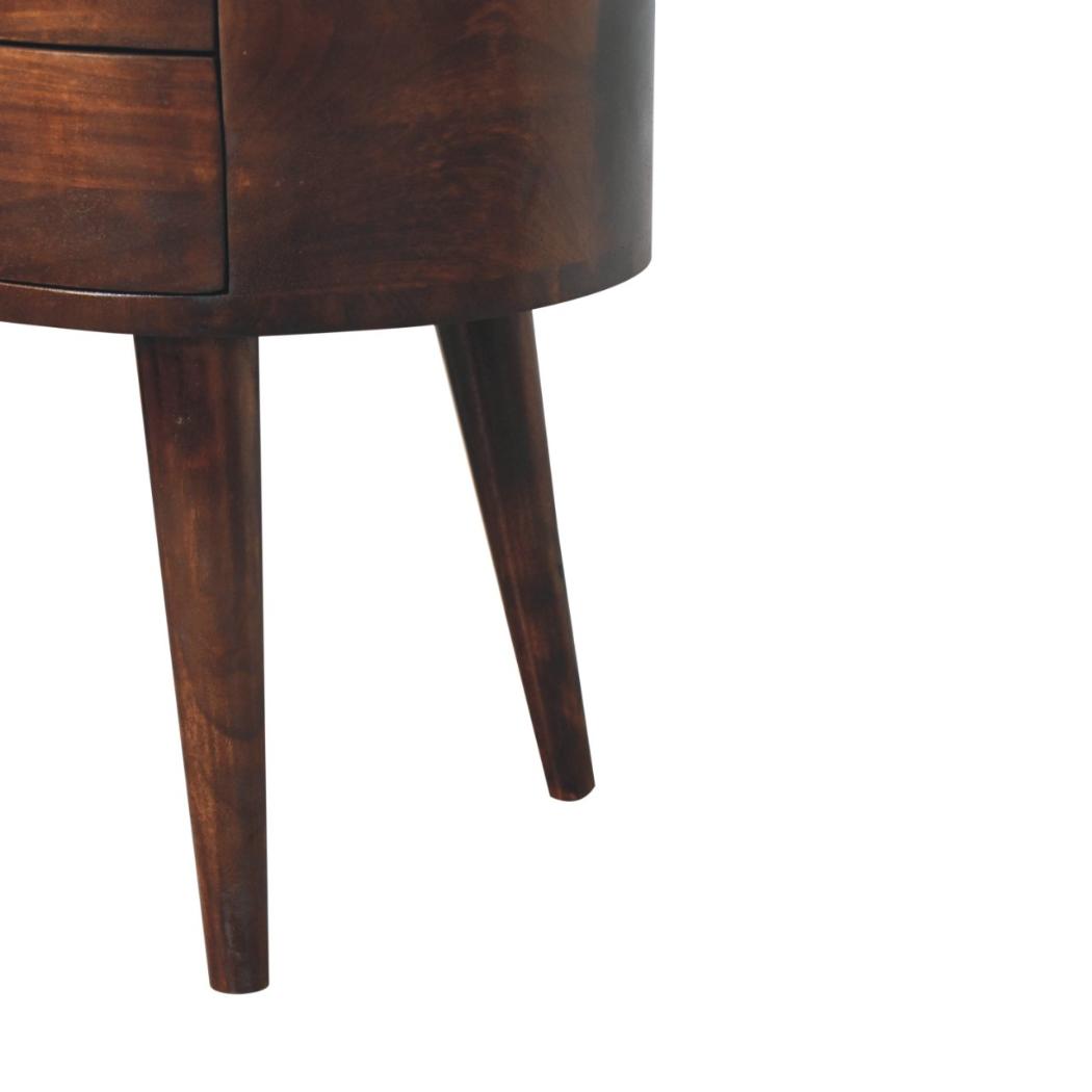 Rounded Bedside Table | Solid Mango Wood | California Walnut Finish