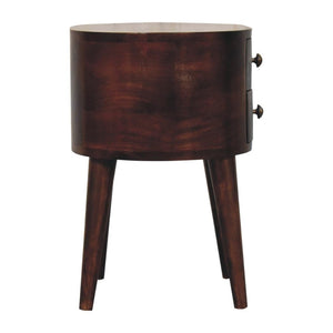 Rounded Bedside Table | Solid Mango Wood | California Walnut Finish